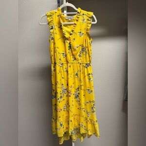 Loft size 4 yellow dress with flowers